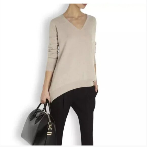 The Row | 100% Cashmere Mio Oversized V Neck Beige A-line Shape Sweater - Picture 1 of 17